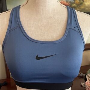 Nike Slate Blue Sports Bra with Black Swoosh